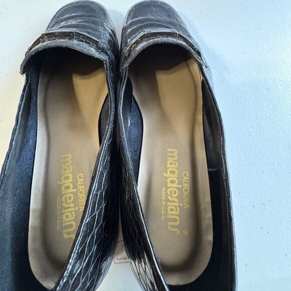 Magdesians California Black Leather Croc Embossed Loafers | Size 9.5N | USA Made - Picture 12 of 15